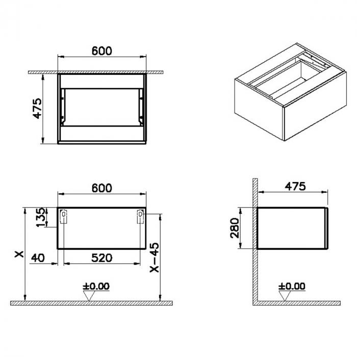 scurt side unit cu drawer 60cm elm | 65699 [2]