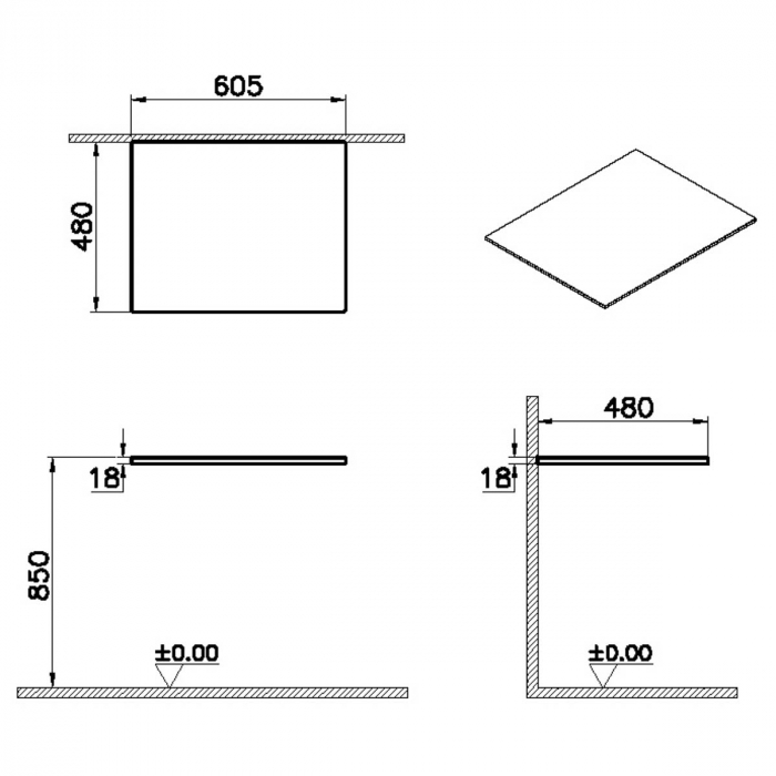 wood counter, fara hole 60cm flat oak | 65944 [2]