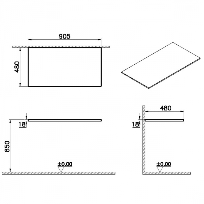 wood counter, fara hole, 90cm, elm | 65946 [2]