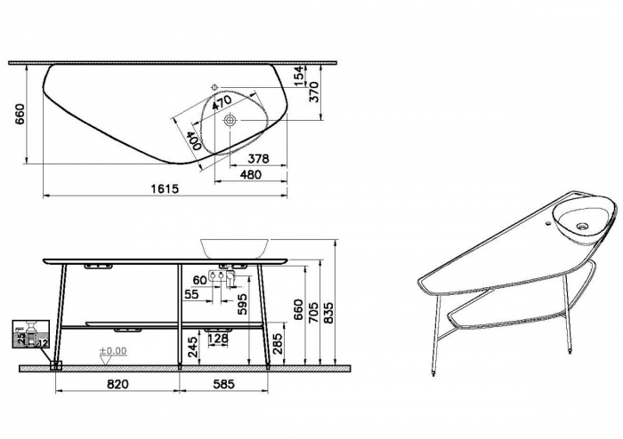 big pe blat, 160cm, dark oak, dreapta | 64041 [2]