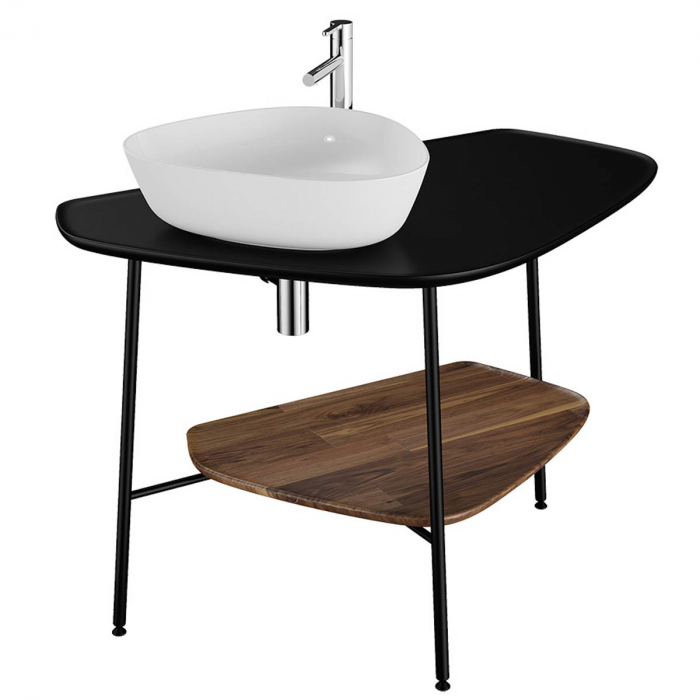 blat ceramica baie 100cm, negru mat, stanga | 62572 [1]
