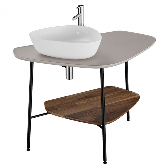 blat ceramica baie 100cm, taupe mat, stanga | 62573 [1]