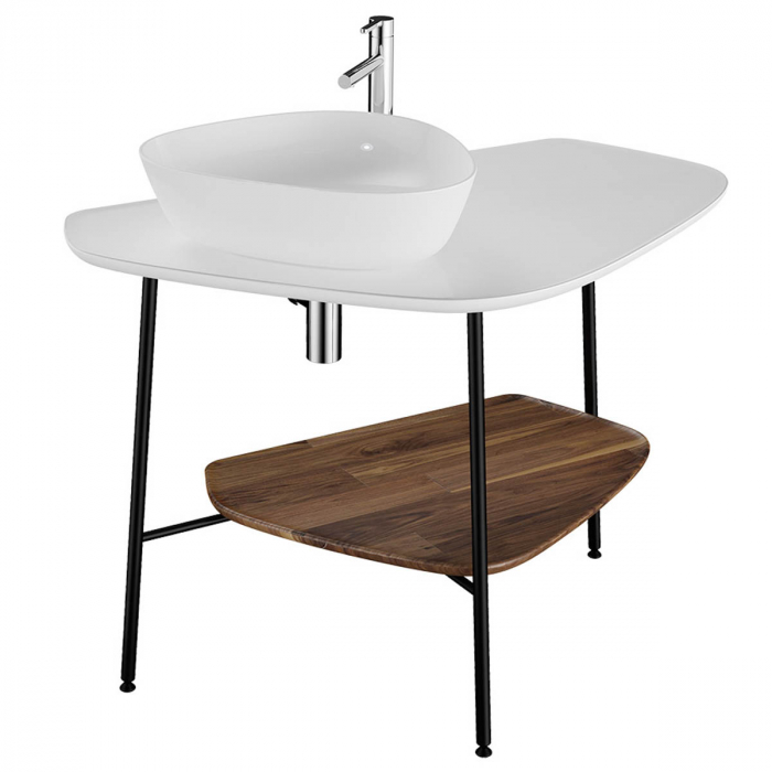 blat ceramica baie 100cm, alb, stanga | 62570 [1]