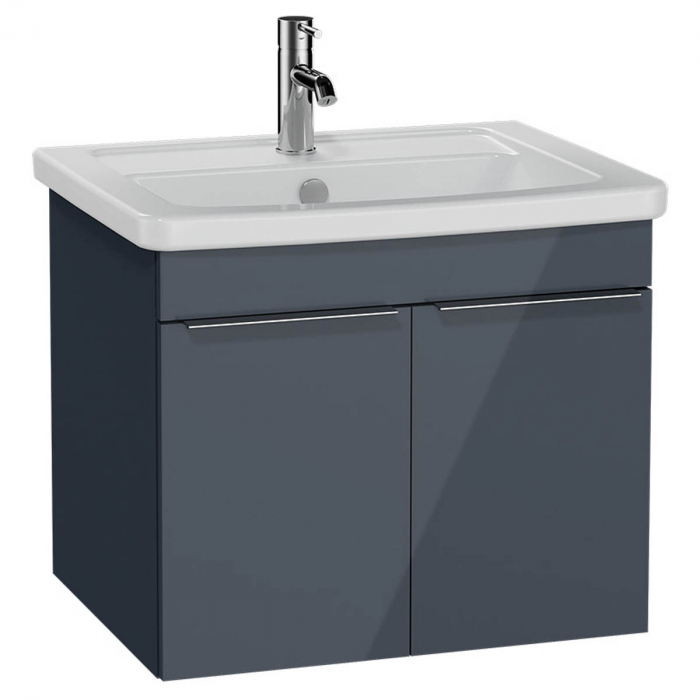 Quadrum Unitate de baza lavoar baie, 65cm, cu usi, anthracite inalt gloss 66164