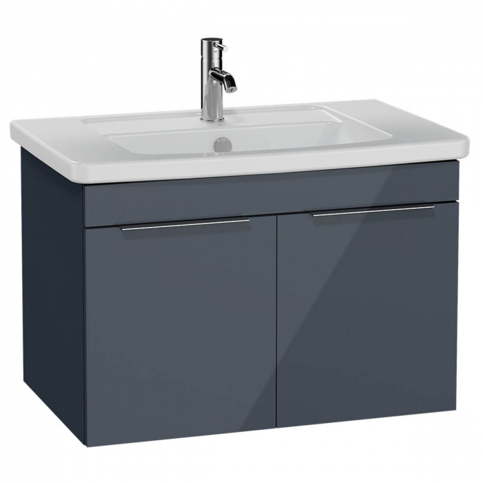 Quadrum Unitate de baza lavoar baie 80cm, cu usi, anthracite inalt gloss 66165