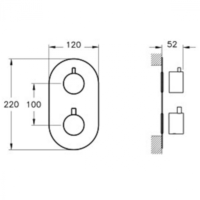 Baterie ingropata dus, 1 - way deviator partea aparenta A47115EXP