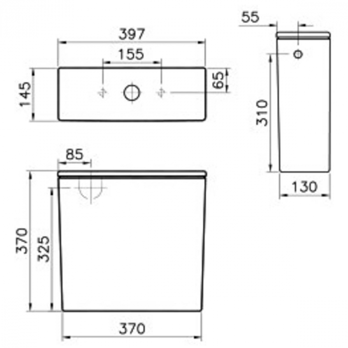 Rezervor WC cu alimentare laterala si pe spate 330 - 2022 cu mecanism rezervor inclus 7100B003-5724