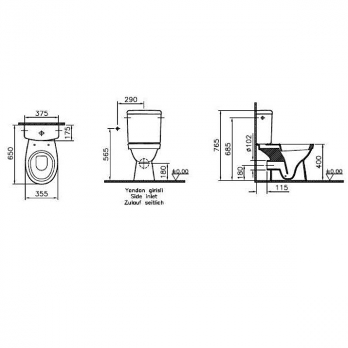 Rezervor WC cu alimentare pe lateral   4221L003-0113