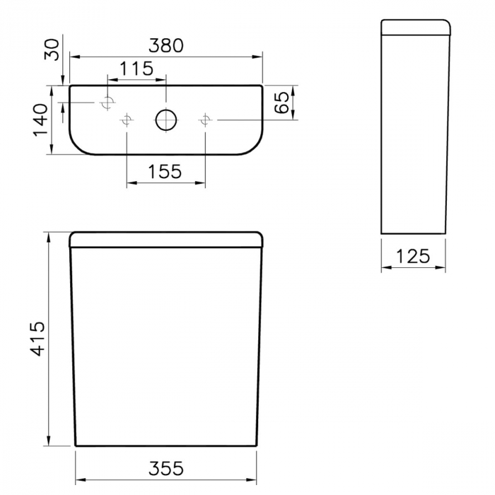 Rezervor WC cu alimentare pe spate sau lateral 2.5/4 lt mecanism de spalare cu dubla evacuare inclus | 5783B003-5519 [2]