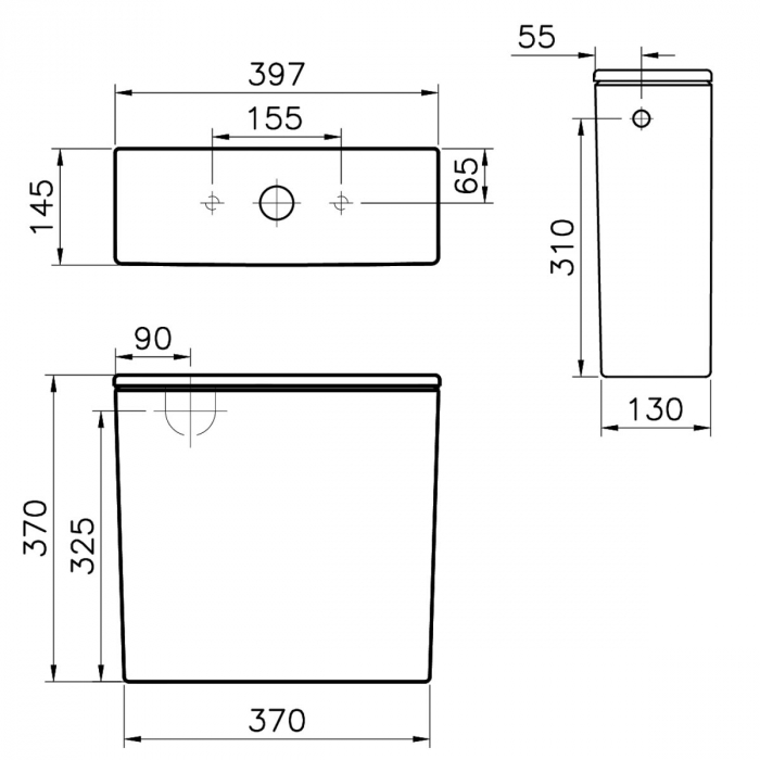 Rezervor WC cu alimentare pe spate sau lateral alb | 5639B003-1253 [2]