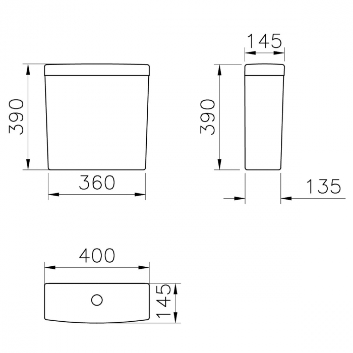 Rezervor WC cu alimentare pe spate sau lateral cu mecanism dublu rezervor inclus | 5514B003-5451 [2]
