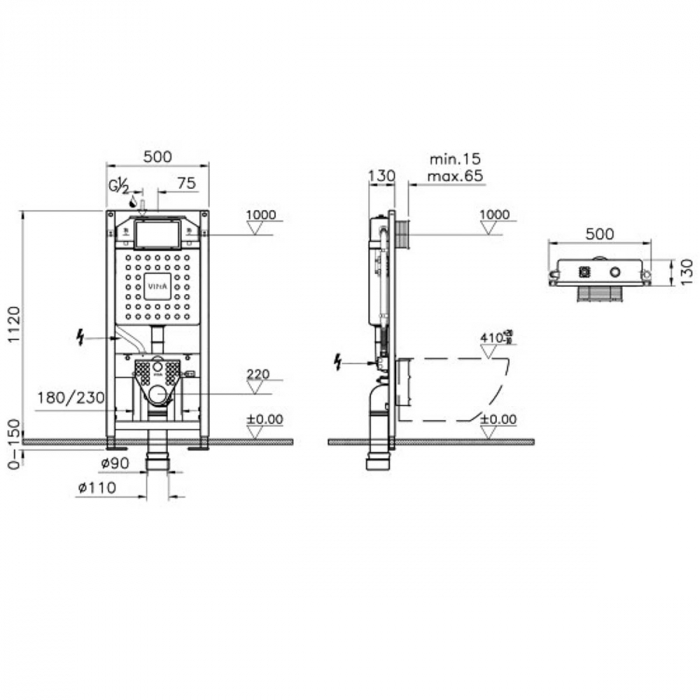 Rezervor WC incastrat montaj rapid 2.5/4 lt cu sistem de instalare pre-perete,, 12cm, montaj pe profile metalice | 762-5801-02 [2]