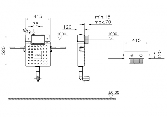 Rezervor WC incastrat montaj standard, pentru vas WC pe pardoseala, lipit de perete, si pentru copii, 12cm, 2.5/4 lt | 762-1740-02 [2]