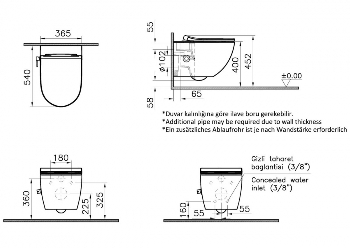 WC suspendat rimless, robinet bideu integrata 54cm, alb | 7748B003-1684 [2]
