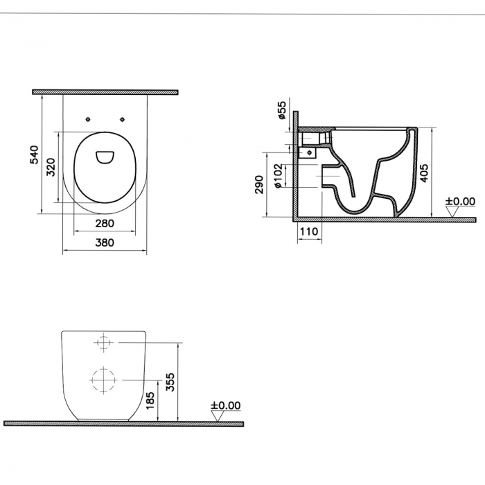Vas WC rimless pe pardoseala 54cm | 7320B403-0075 [2]