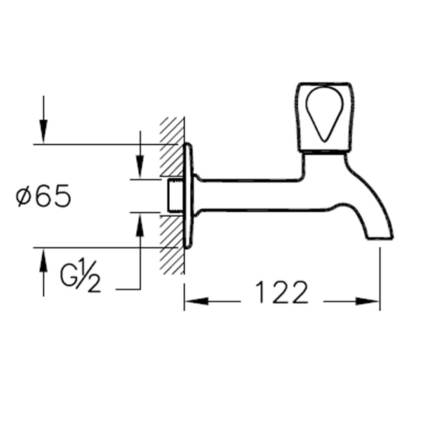 Robinet baie cromat cu pipa 122mm si cartus ceramic 180°, montaj pe perete | A41584EXP [2]
