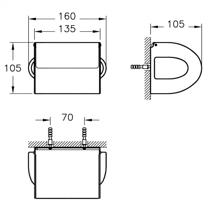 Suport hartie igienica, industrial, din inox lucios | A44228 [2]