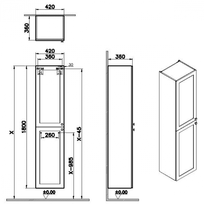 Tall unit, 40cm, mat dark albastru | 68515 [2]