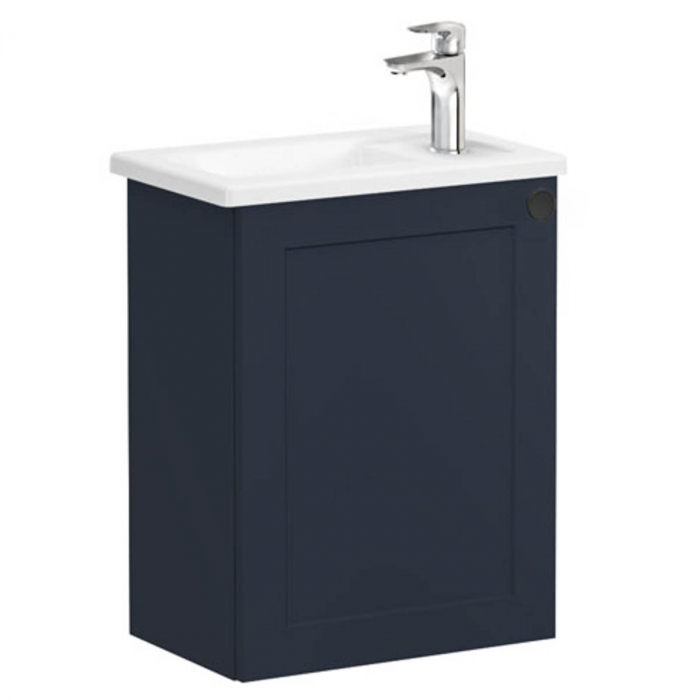 Unitate de baza lavoar baie, cu usi, 45cm, compact, cu dreapta orificiu pentru baterie, mat dark albastru, cu angular lavoar chiuveta baie stanga 68608