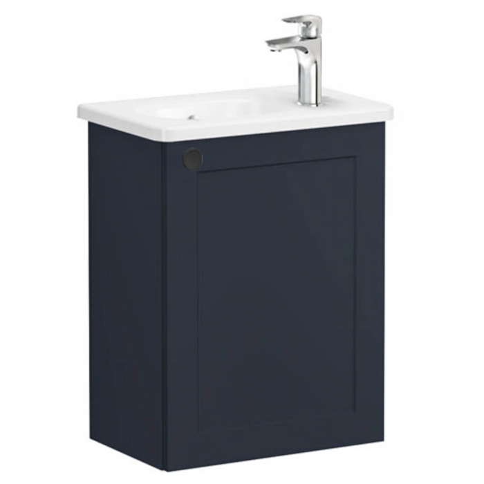 Unitate de baza lavoar baie, cu usi, 45cm, compact, cu dreapta orificiu pentru baterie, mat dark albastru, cu rounded lavoar   chiuveta baie dreapta   68629