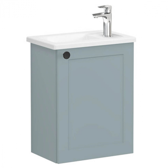 Unitate de baza lavoar baie, cu usi, 45cm, compact, cu dreapta orificiu pentru baterie, mat fijord green, cu angular lavoar   chiuveta baie dreapta   68613