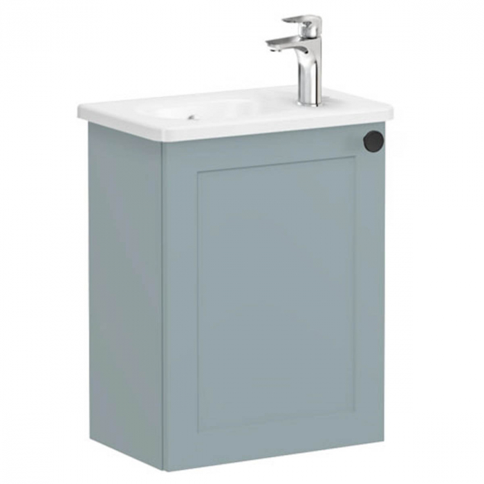 Unitate de baza lavoar baie, cu usi, 45cm, compact, cu dreapta orificiu pentru baterie, mat fijord green, cu rounded lavoar   chiuveta baie stanga   68620