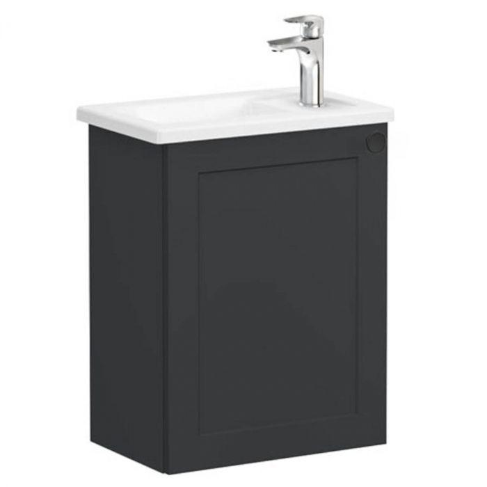 Unitate de baza lavoar baie, cu usi, 45cm, compact, cu dreapta orificiu pentru baterie, mat graphite, cu angular lavoar   chiuveta baie stanga   68607