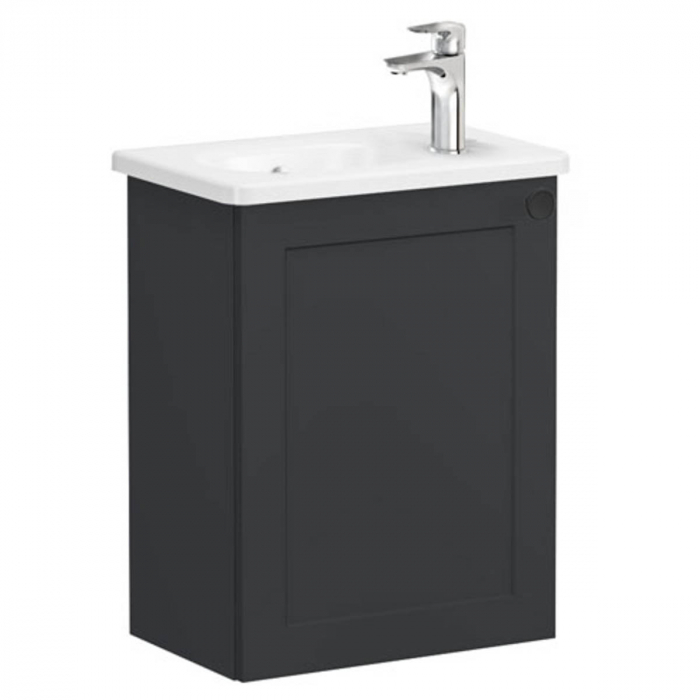 Unitate de baza lavoar baie, cu usi, 45cm, compact, cu dreapta orificiu pentru baterie, mat graphite, cu rounded lavoar chiuveta baie stanga 68621