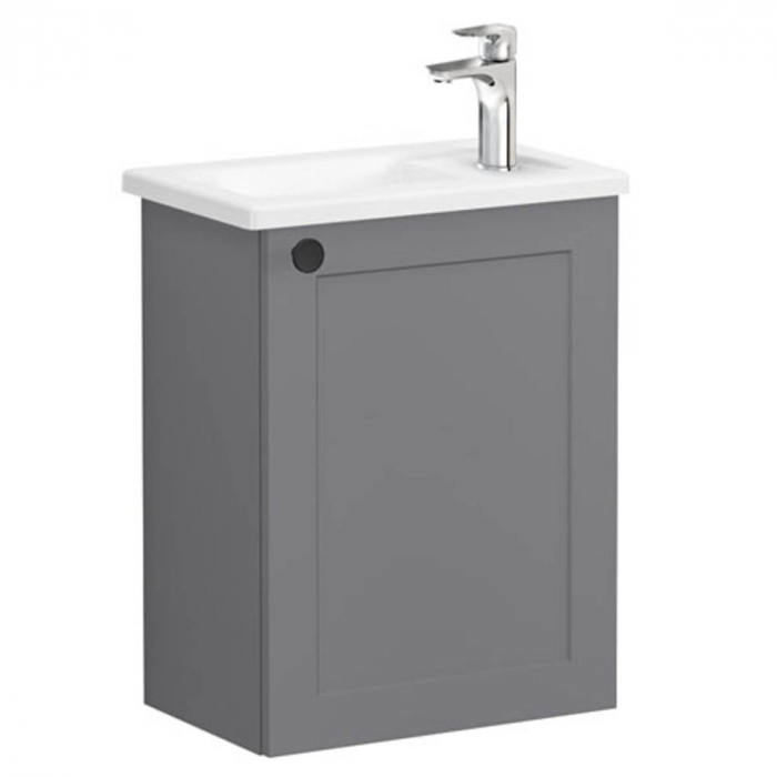 Unitate de baza lavoar baie, cu usi, 45cm, compact, cu dreapta orificiu pentru baterie, mat grey, cu angular lavoar   chiuveta baie dreapta   68612