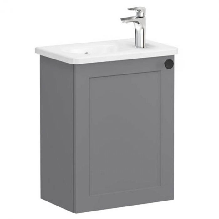 Unitate de baza lavoar baie, cu usi, 45cm, compact, cu dreapta orificiu pentru baterie, mat grey, cu rounded lavoar   chiuveta baie stanga   68619