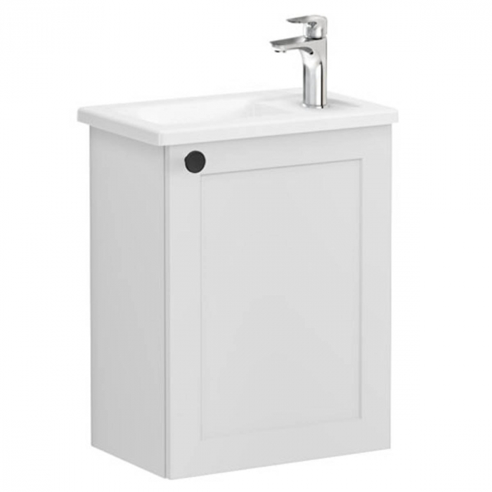 Unitate de baza lavoar baie, cu usi, 45cm, compact, cu dreapta orificiu pentru baterie, mat gri deschis, cu angular lavoar chiuveta baie dreapta 68611