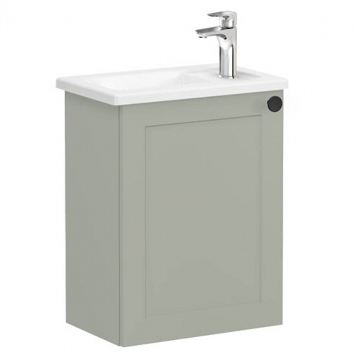 Unitate de baza lavoar baie, cu usi, 45cm, compact, cu dreapta orificiu pentru baterie, mat retro green, cu angular lavoar   chiuveta baie stanga   68609