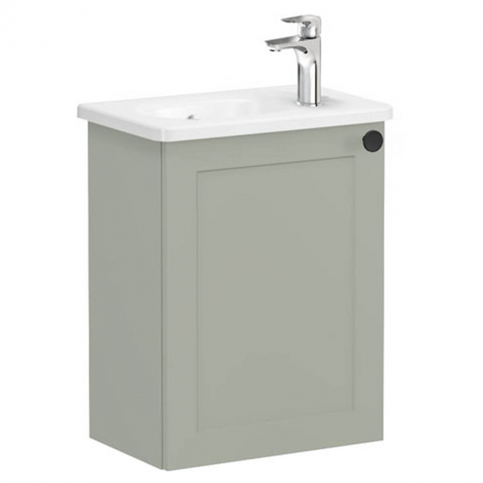 Unitate de baza lavoar baie, cu usi, 45cm, compact, cu dreapta orificiu pentru baterie, mat retro green, cu rounded lavoar   chiuveta baie stanga   68623