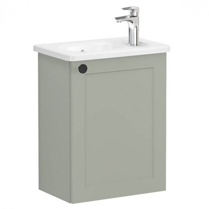 Unitate de baza lavoar baie, cu usi, 45cm, compact, cu dreapta orificiu pentru baterie, mat retro green, cu rounded lavoar   chiuveta baie dreapta   68630