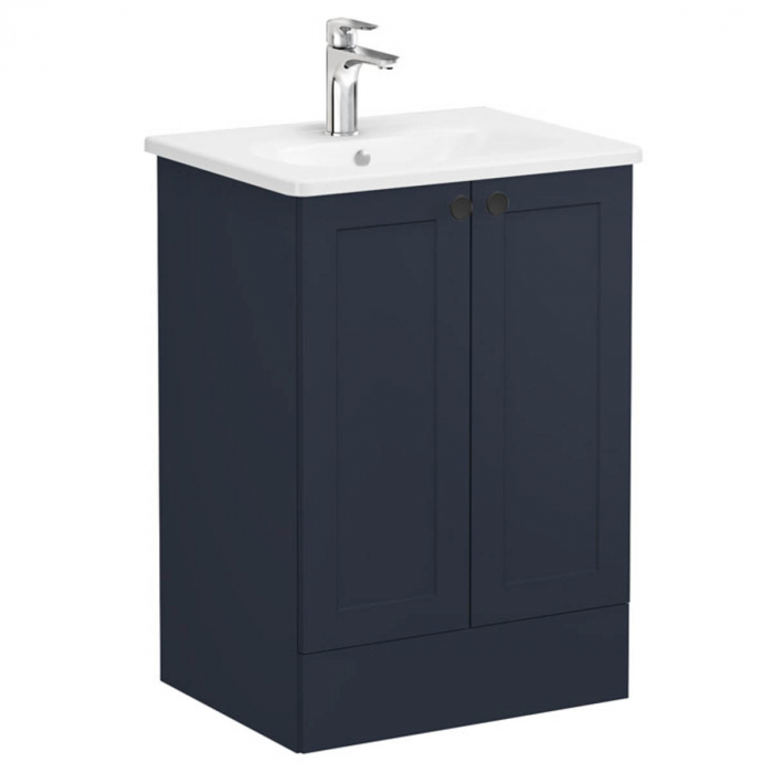 Unitate de baza lavoar baie, cu usi 60cm pe pardoseala, mat dark albastru, cu rounded lavoar chiuveta baie 68762