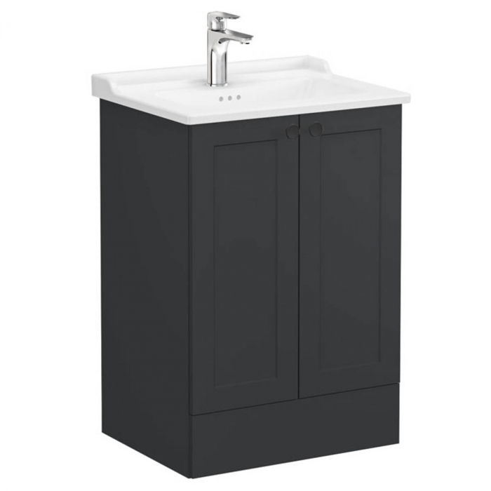 Unitate de baza lavoar baie, cu usi 60cm pe pardoseala, mat graphite, cu classical lavoar chiuveta baie 68768