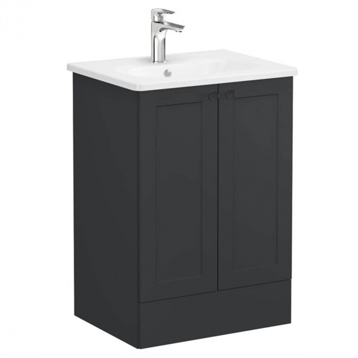 Unitate de baza lavoar baie, cu usi 60cm pe pardoseala, mat graphite, cu rounded lavoar   chiuveta baie    68761