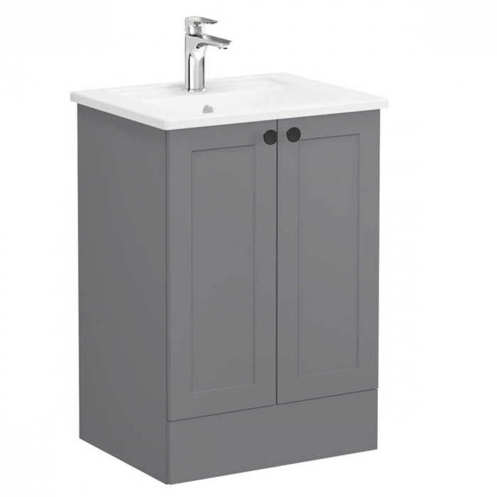 Unitate de baza lavoar baie, cu usi 60cm pe pardoseala, mat grey, cu angular lavoar chiuveta baie 68752