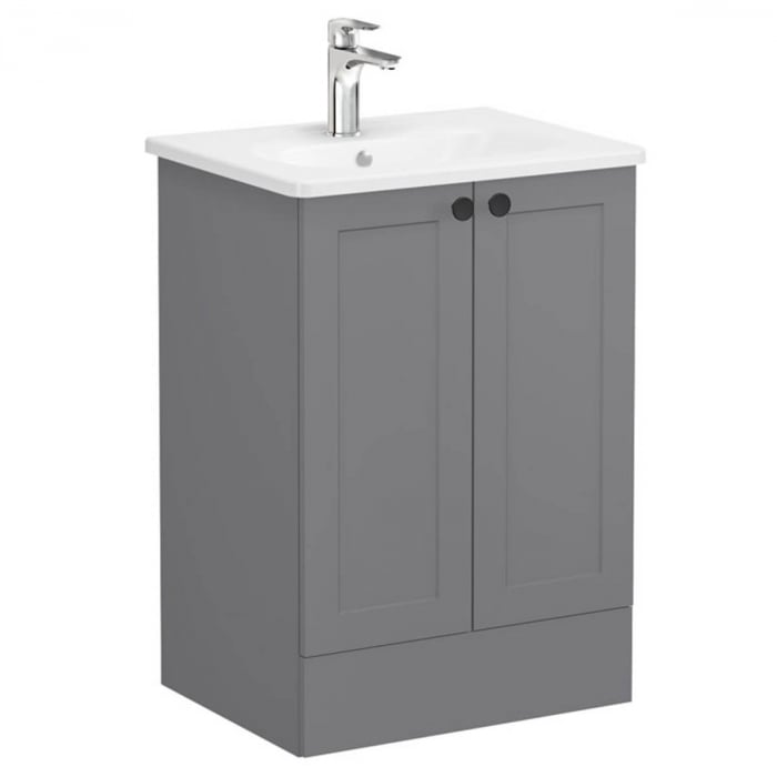 Unitate de baza lavoar baie, cu usi 60cm pe pardoseala, mat grey, cu rounded lavoar   chiuveta baie    68759