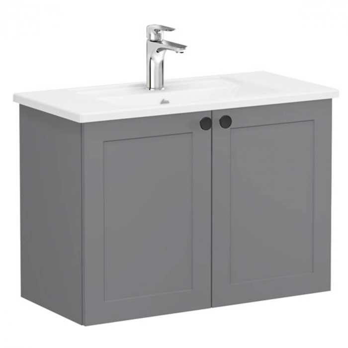 Unitate de baza lavoar baie, cu usi 80cm, compact, mat grey, cu angular lavoar chiuveta baie 68647