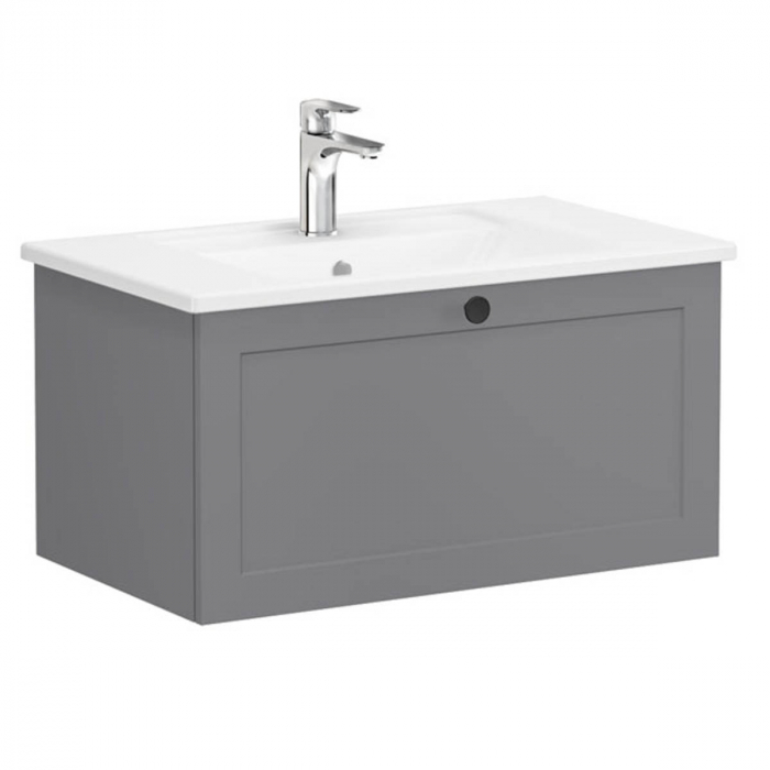 Unitate de baza lavoar baie, cu un sertar 80cm, mat grey, cu angular lavoar chiuveta baie 68794