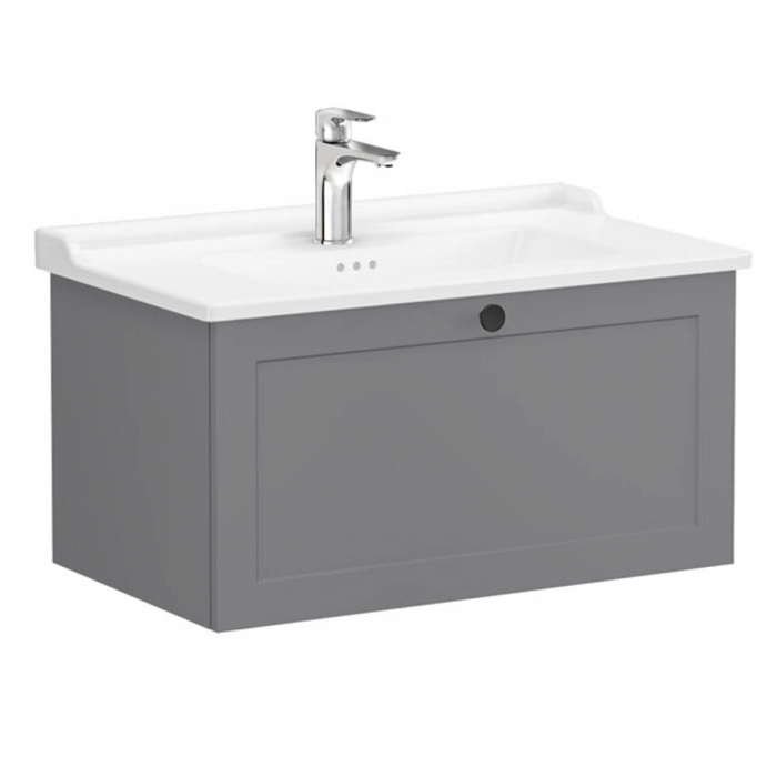 Unitate de baza lavoar baie, cu un sertar 80cm, mat grey, cu classical lavoar   chiuveta baie    68808