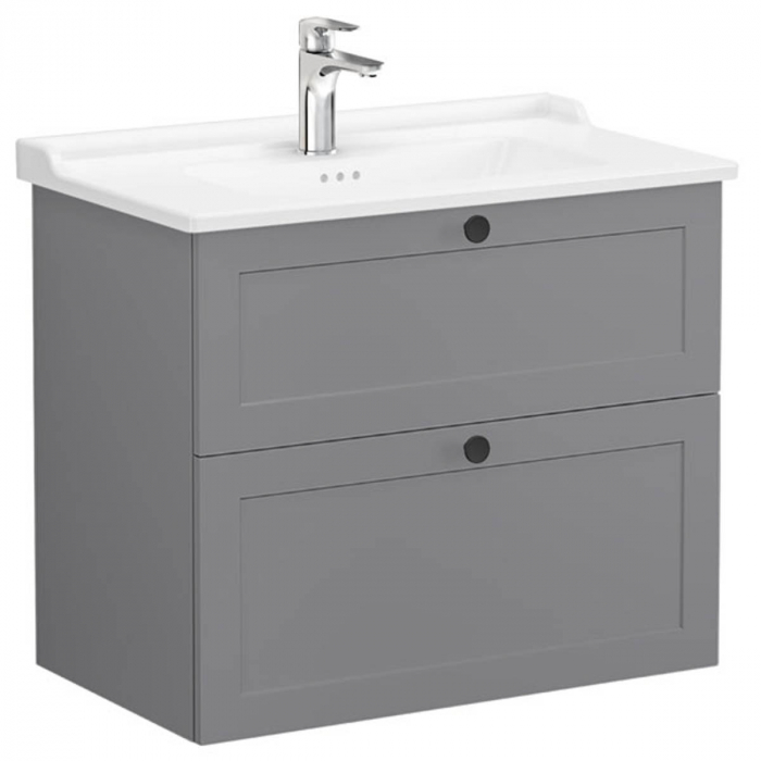 Unitate de baza lavoar baie, cu doua sertare 80cm, mat grey, cu classical lavoar   chiuveta baie    68871