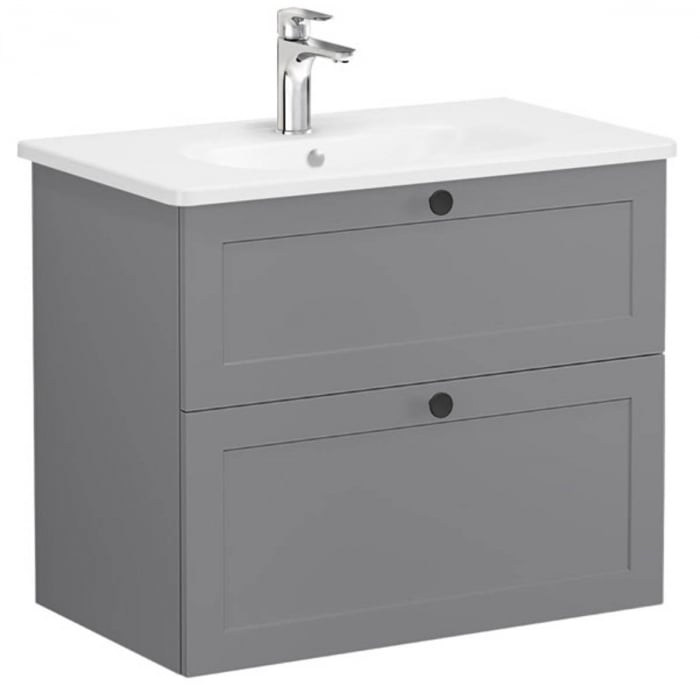 Unitate de baza lavoar baie, cu doua sertare 80cm, mat grey, cu rounded lavoar   chiuveta baie    68864