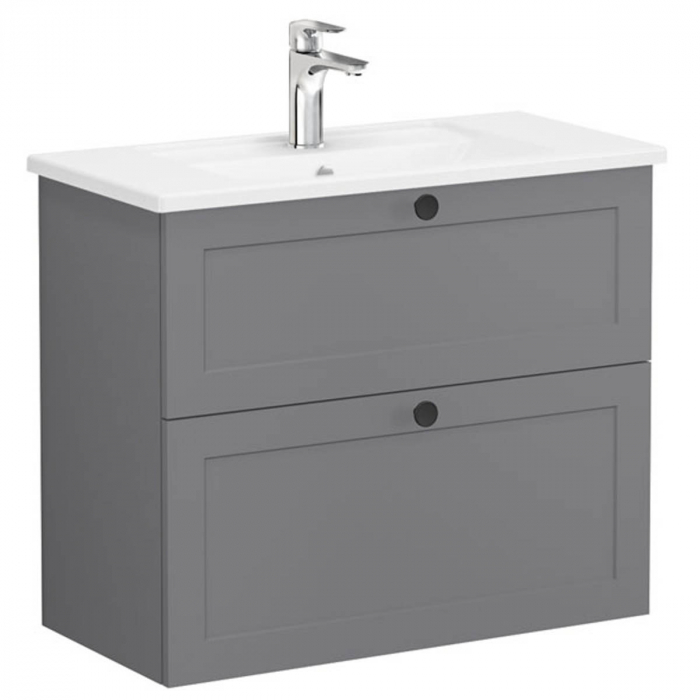 Unitate de baza lavoar baie, cu doua sertare, compact 80cm, mat grey, cu angular lavoar   chiuveta baie    68675