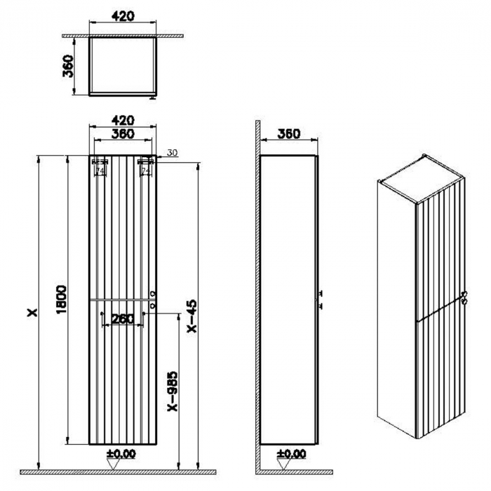 tall unit, 40cm, mat graphite | 69090 [2]
