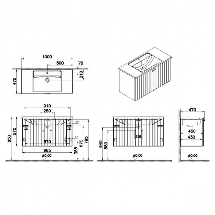 Unitate de baza lavoar baie, cu usi 100cm, mat retro green, cu angular lavoar / chiuveta baie | 69309 [2]