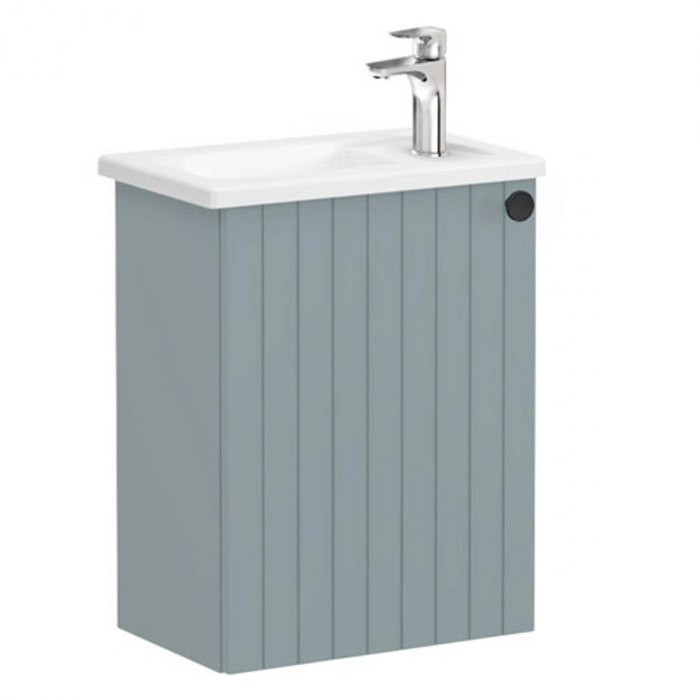 Unitate de baza lavoar baie, cu usi, 45cm, compact, cu dreapta orificiu pentru baterie, mat fijord green, cu angular lavoar   chiuveta baie stanga   69180