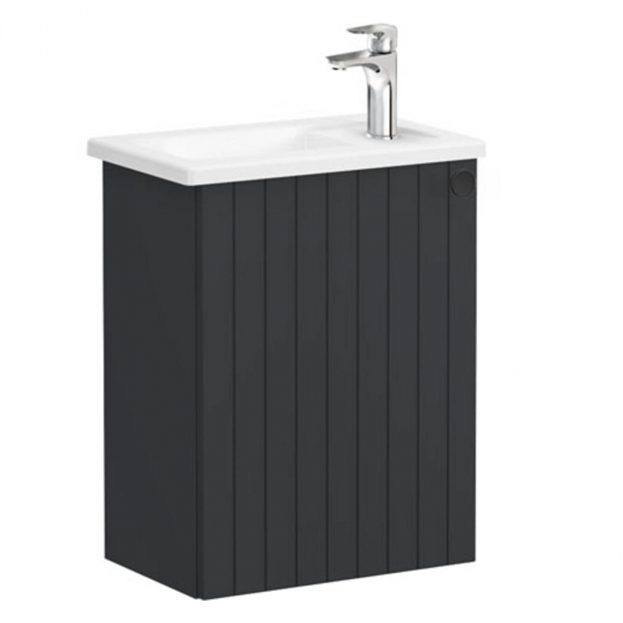 Unitate de baza lavoar baie, cu usi, 45cm, compact, cu dreapta orificiu pentru baterie, mat graphite, cu angular lavoar   chiuveta baie stanga   69181