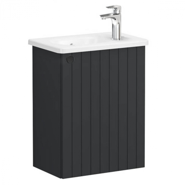 Unitate de baza lavoar baie, cu usi, 45cm, compact, cu dreapta orificiu pentru baterie, mat graphite, cu rounded lavoar chiuveta baie dreapta 69202